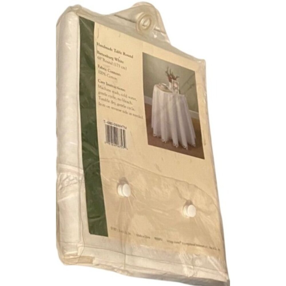 Vintage Home Tablecloth Handmade 68" Round Battenburg White 100% Cotton Sealed - Picture 8 of 9